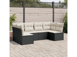 Conjunto de sofás de jardín de 6 piezas DKD Home Decor con cojines de mimbre negros