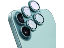 Protector de pantalla Yuysan para iPhone 16/16 Plus, vidrio templado + aleación (azul turquesa)