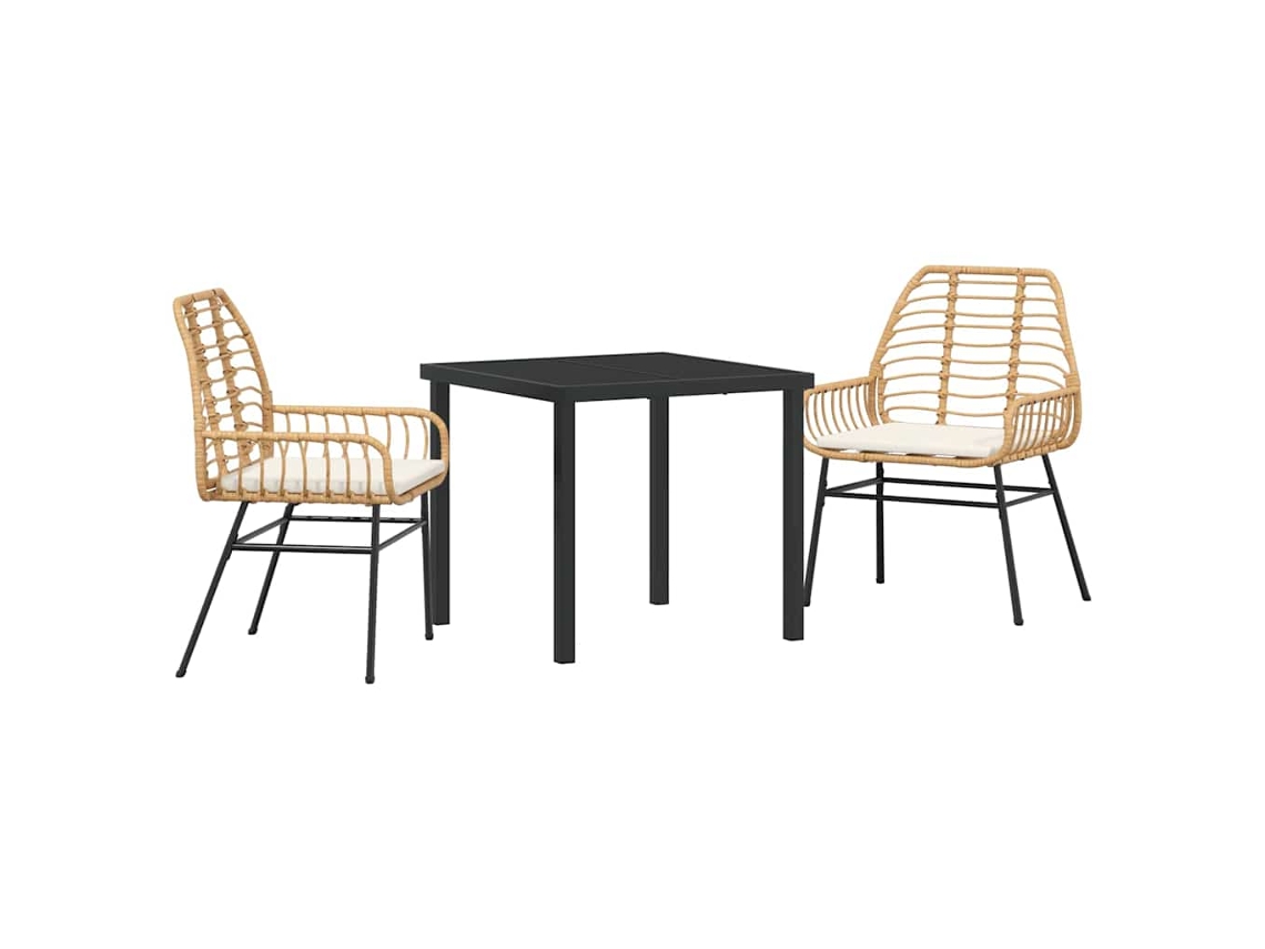 Maison Exclusive - Conjunto De Comedor De Jardín 3 Pcs Marrón Ratán Sintético