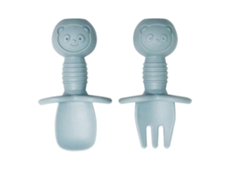 Set de tenedor y cuchara de silicona para bebé - Utensilios de destete guiado, etapa 1 (6 meses) NEVEANCE