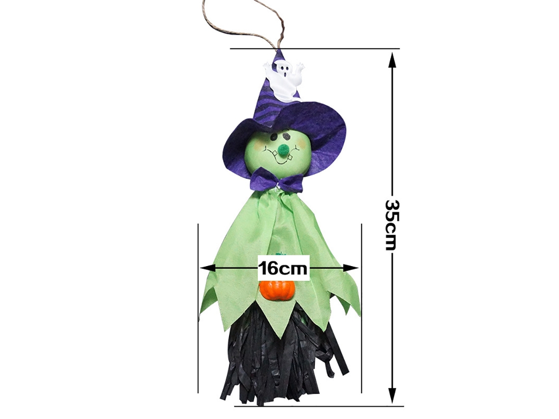 Muñeco fantasma de Halloween colgante, decoración para casa y jardín embrujados, 1 pieza, hoja verde