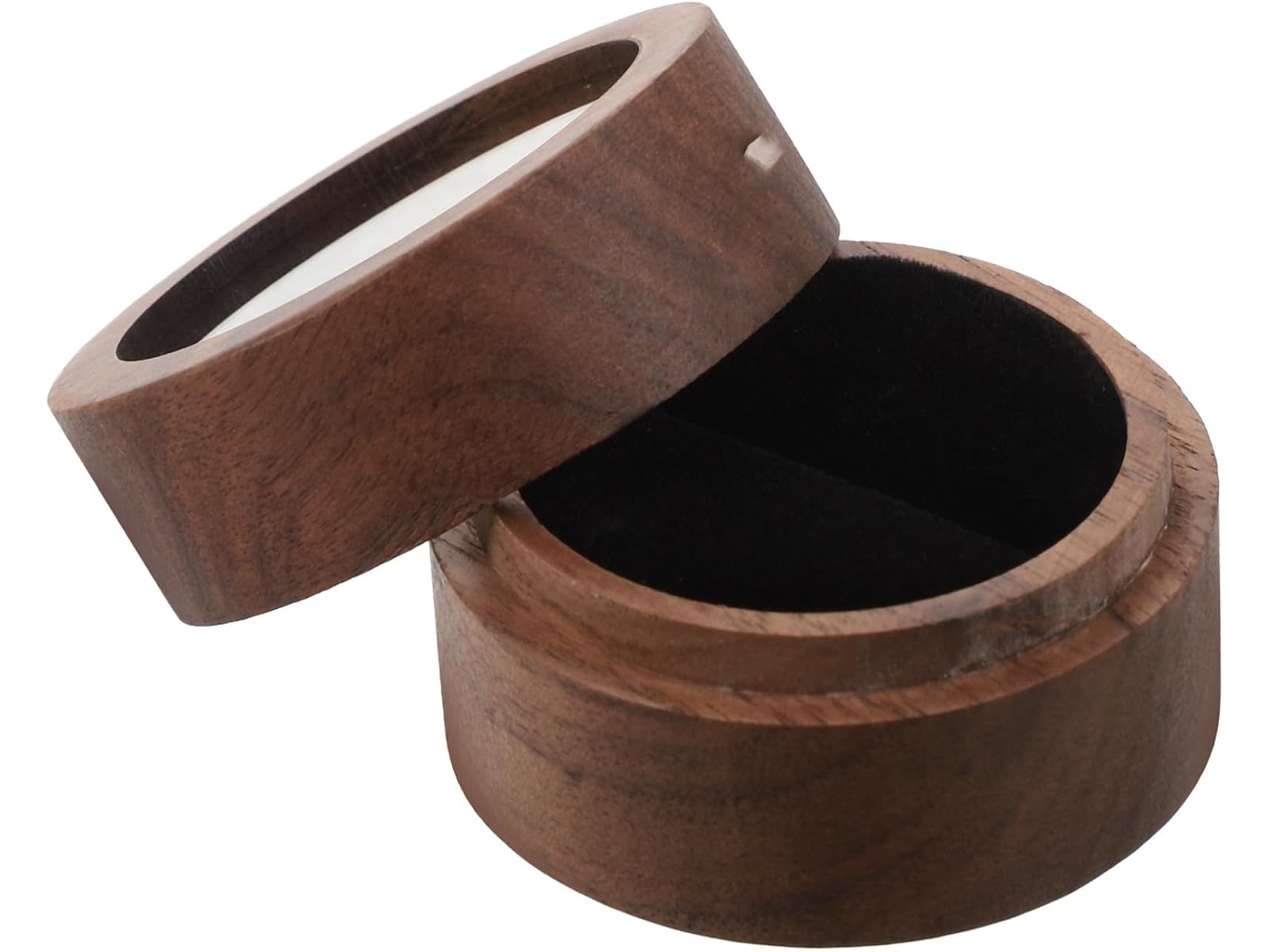 Redonda Anillos Madera Nogal Ventana Transparente Fácil Transportar Ideal Decoraciones Románticas Aniversarios