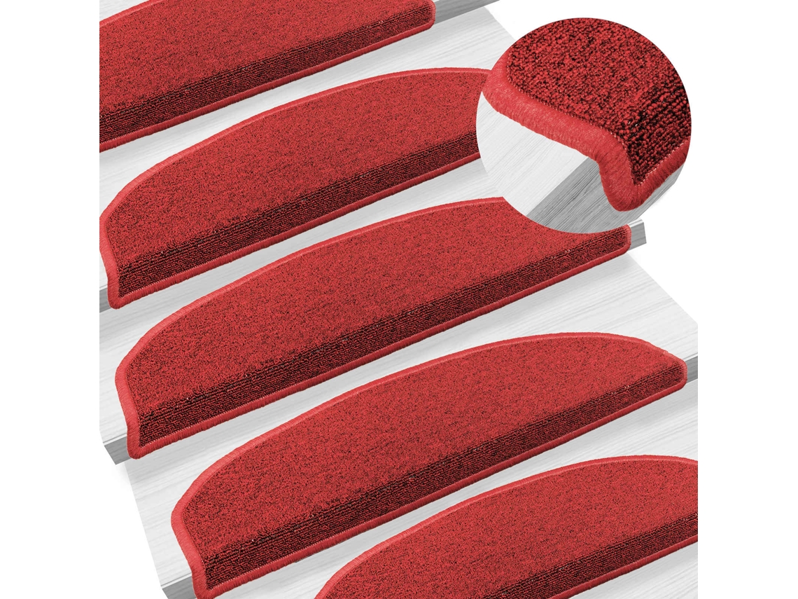 Maison Exclusive - Alfombras Autoadhesivas Para Escaleras Semicircular 15 Pcs Rojo