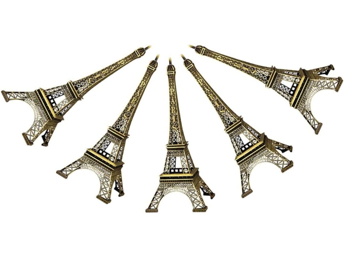 Juego 5 Figuras Torre Eiffel Aleación 10 Modelo Arquitectónico Decorativo Compacto Decoración Oficina Hogar