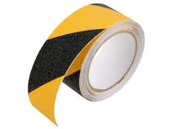 Cinta de PVC antiadherente de 5 cm x 5 m con reverso autoadhesivo: pavimento de seguridad adhesivo y resistente al desgaste (amarillo y negro).