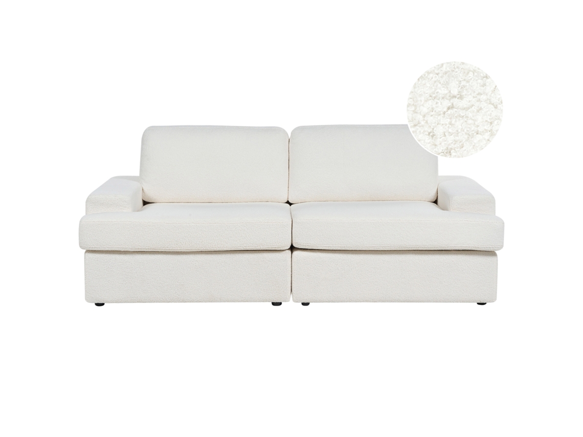 Sofá de 3 plazas BELIANI Alla de Bouclé Blanco 208x112x86