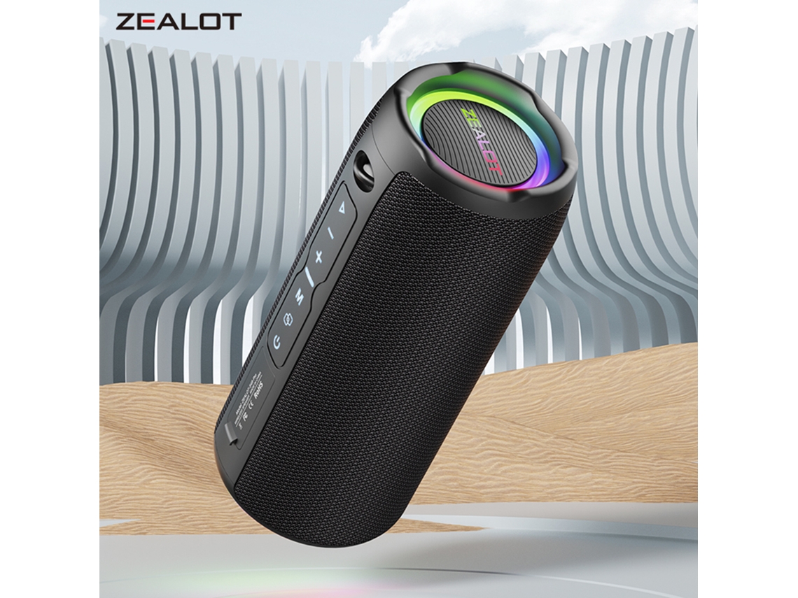 Altavoz Inalámbrico Portátil Zealot S49pro Con Bluetooth 5.2, Resistente Al Agua Ipx6, Sonido Hifi, Luz Rgb Y Batería De Larga Duración.