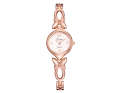 Reloj De Pulsera De Cuarzo Para Mujer Lvpai Con Brazalete De Aleación, Moderno Y Elegante, Oro Rosa Y Blanco.