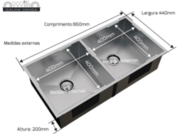 Cubo Doble Inox 800x400 Calha Umida