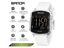 Reloj de cuarzo MDUG cuadrado, diseño sencillo, resistente al agua, blanco y negro.