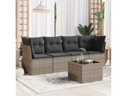 Conjunto de sofá de jardín de 5 piezas con cojines, ratán gris, DKD Home Decor