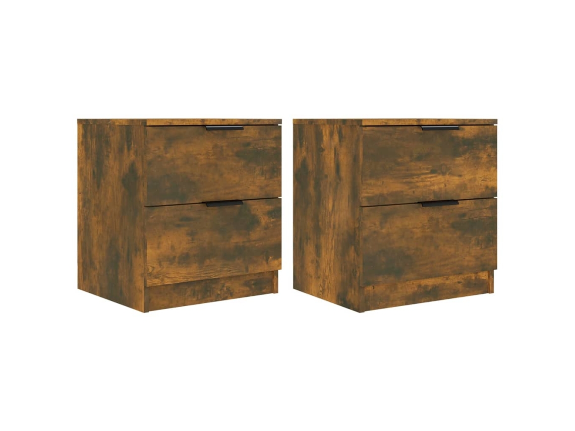 Juego de 2 mesitas de noche de madera de roble ahumado EXCLUSIVA MAISON