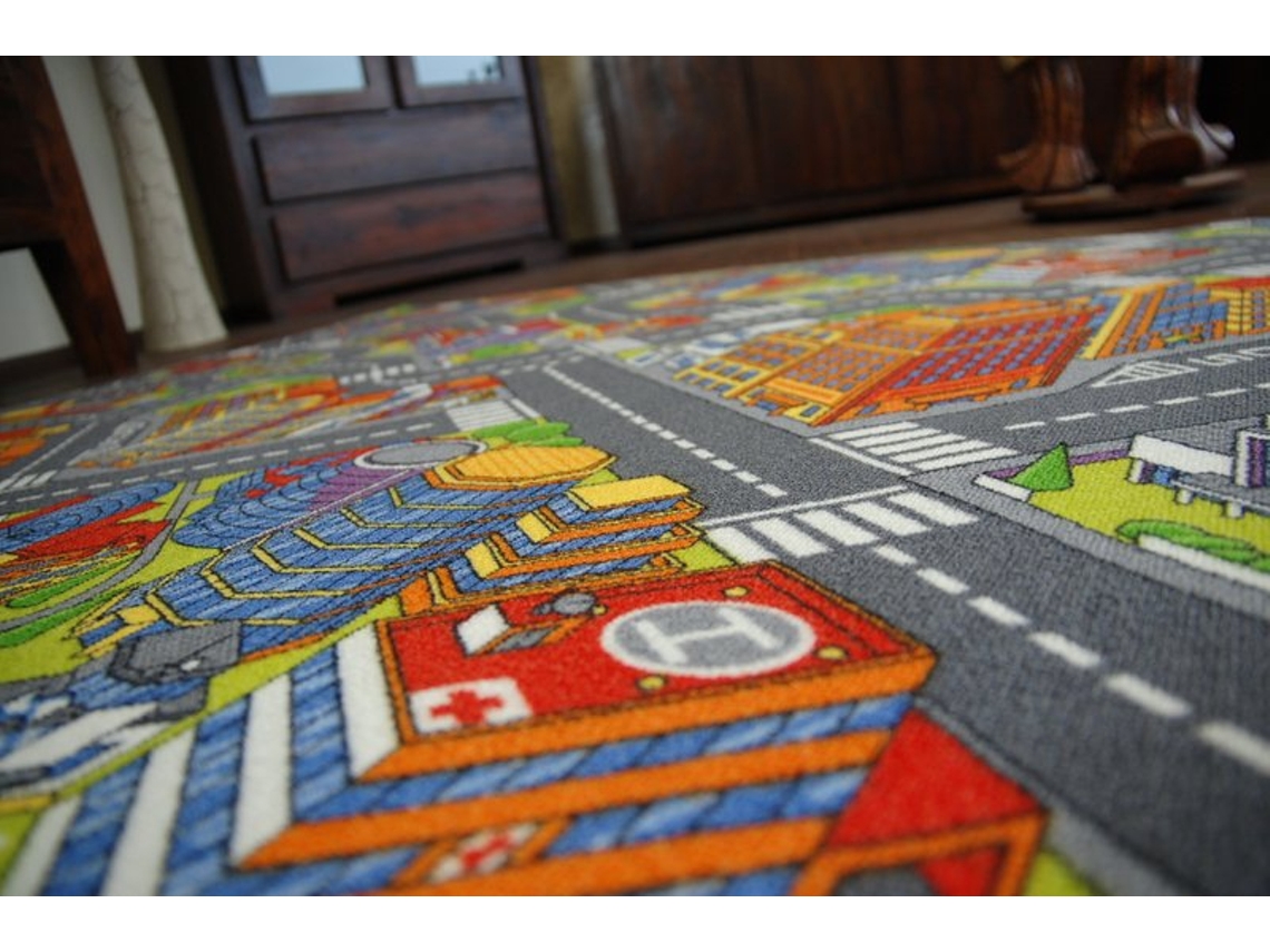 Alfombra Infantil Carreteras Big City Gris (100 x 250 cm)