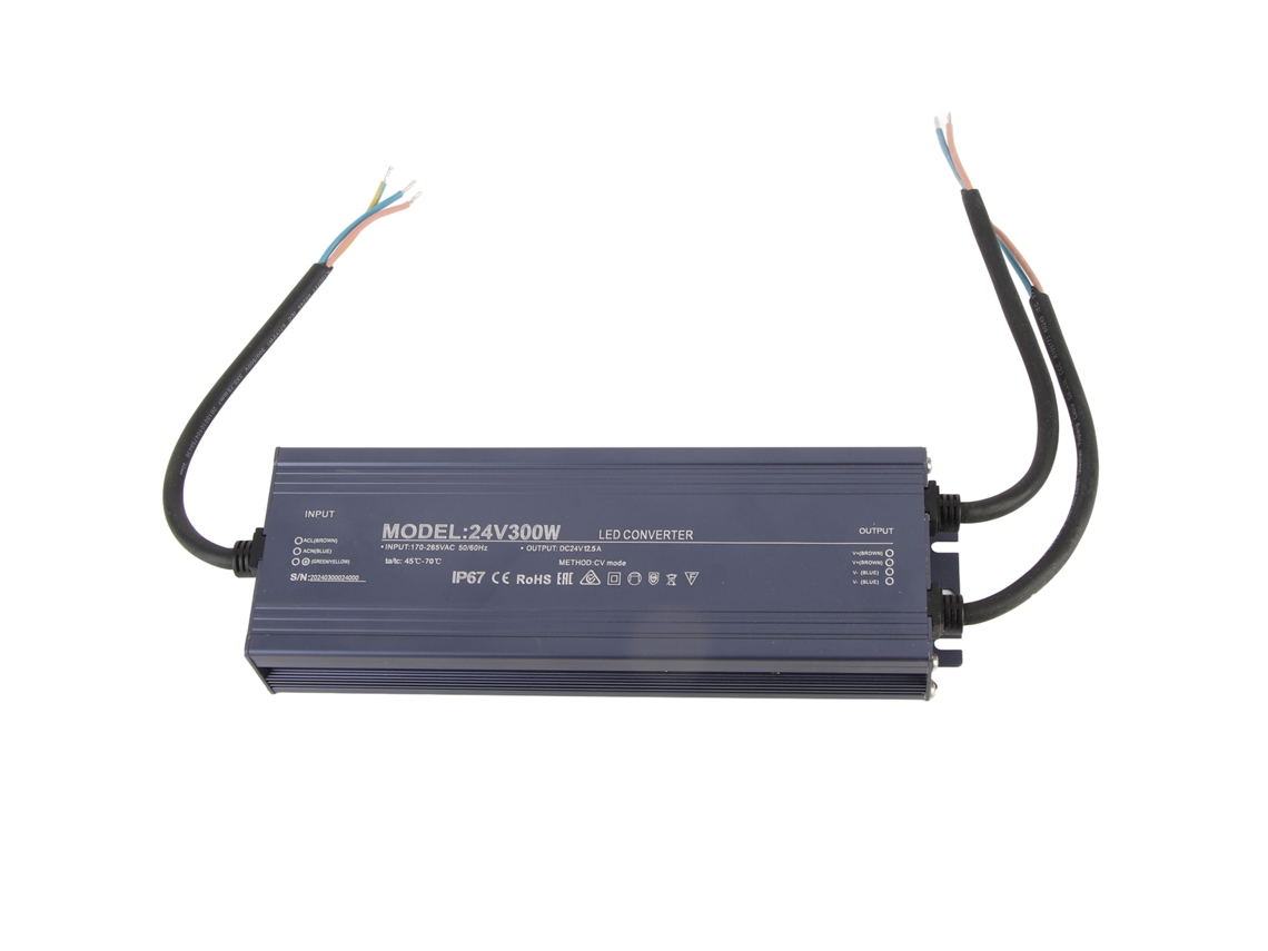 Fuente de alimentación LED impermeable IP67 300W 24V 12,5A para luces de señalización