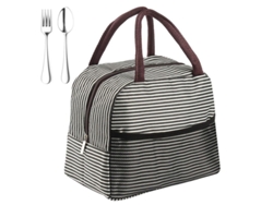 2026-bolsa Térmica Para Almoço, Bolsa Refrigerante, Bolsa Portátil Com Isolamento E Talheres De Aço Inoxidável