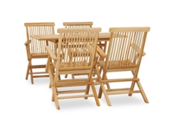 Juego de comedor de jardín de 5 piezas DKD Home Decor, madera maciza de teca