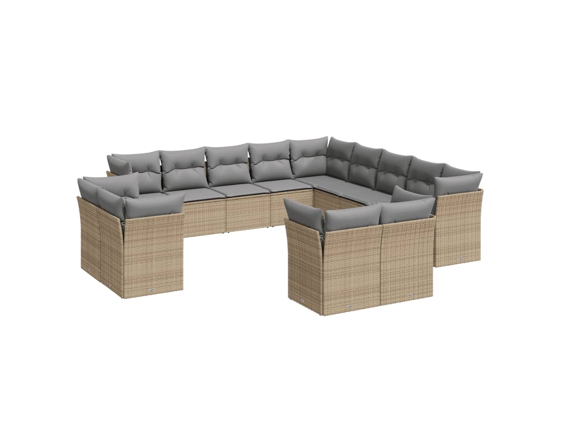 Maison Exclusive - Set Sofás De Jardín Con Cojines 13 Pzas Ratán Sintético Beige