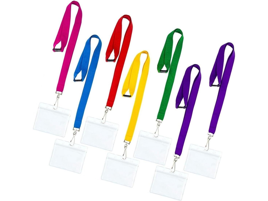 Conjunto De 7 Peças De Porta-crachás Rígidos, Bolsas Transparentes Para Crachás Com Cordão.