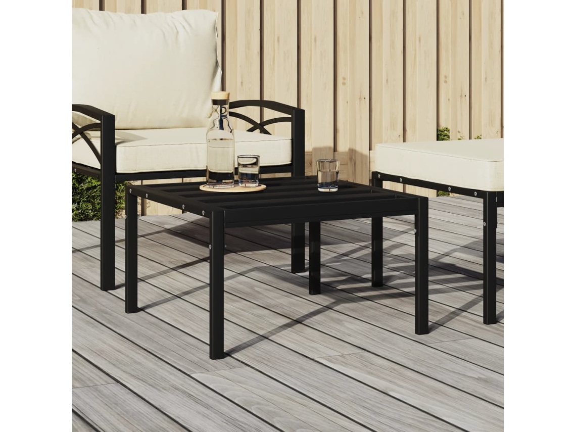 Mesa de Centro de Apoyo para Jardín 60X60X35 cm Acero Negro