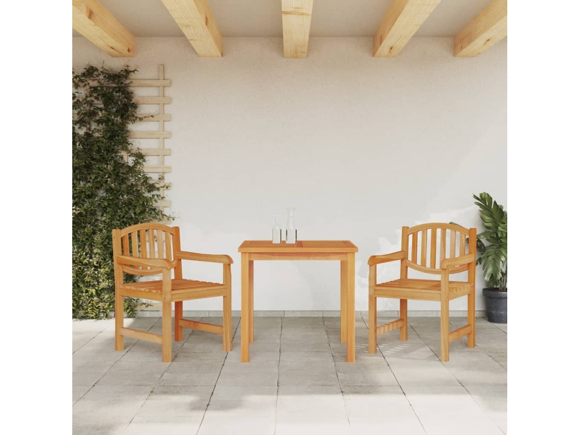 Juego de comedor de jardín de 2 piezas de madera maciza de teca Dkd Home Decor