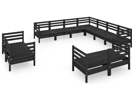 Conjunto 11 de muebles de jardín VIDAXL madera maciza de pino negro