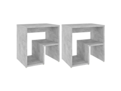 Juego de 2 mesitas de noche de madera gris cemento - EXCLUSIVA MAISON