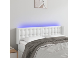 Cabecero de cama | Panel de cama con iluminación LED, piel sintética, 147 x 16 x 78/88 cm, blanco
