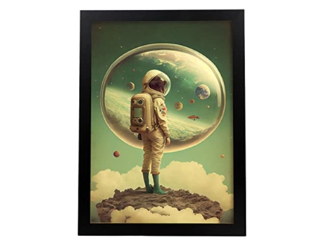 NACNIC Poster Astronauta En Estilo Surrealismo Cinematográfico Ilustraciones Y Grabados De Historieta Abstracta Y Artística A4 Marcos Negros