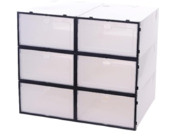 Cajas Apilables Pp Negro Zapatos Juego 6 Transparente Guardar Organizador Práctico Oficinas Cajones Caja