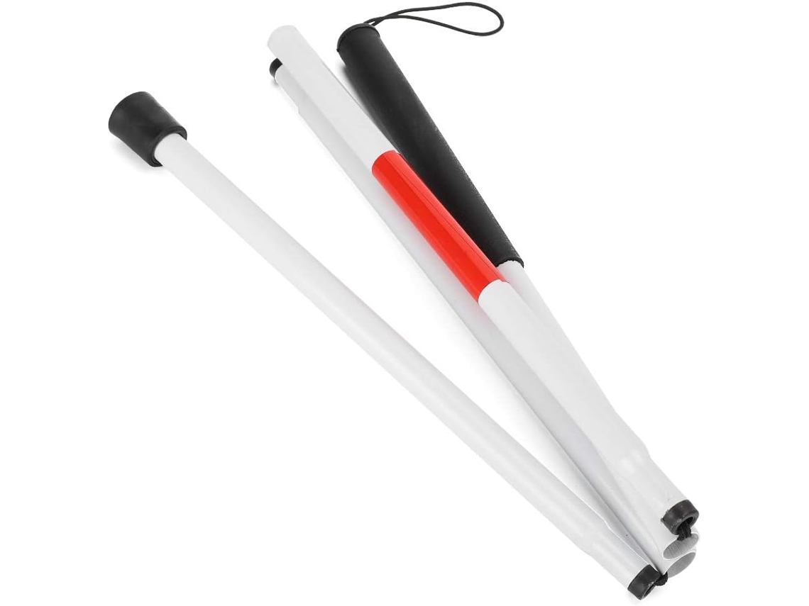 Bastón Plegable, Bastón Portátil Para Personas Ciegas, Reflectante Rojo Y Blanco.