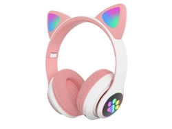 Auriculares Con Orejas De Gato (rosas), Estéreo, Con Micrófono, Inalámbricos.