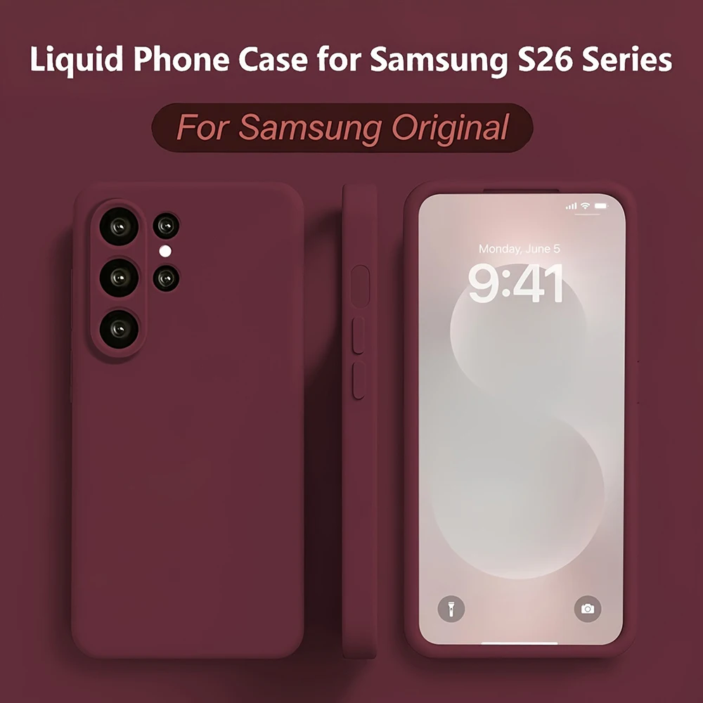 (burdeos Iphone 16) Funda Trasera De Silicona Líquida Suave A Prueba De Golpes Para Samsung