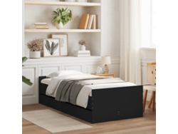 Estructura De Cama Individual Sin Colchón Negro 75x190 Cm