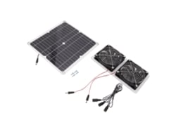 Kit De Ventilador Solar De 15 W, Doble, Impermeable, Con Cable De 130 Cm Para Gallinero O Invernadero.