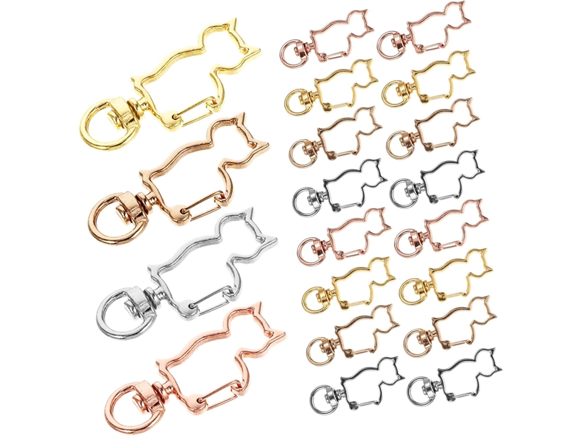 60 Ganchos Con Forma De Gato, Cierres Resistentes Para Llaveros Diy, Clips Giratorios