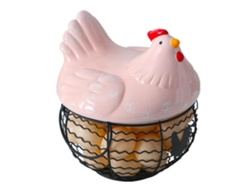 Cesta de hierro y cerámica para almacenar pollos | Sin marca