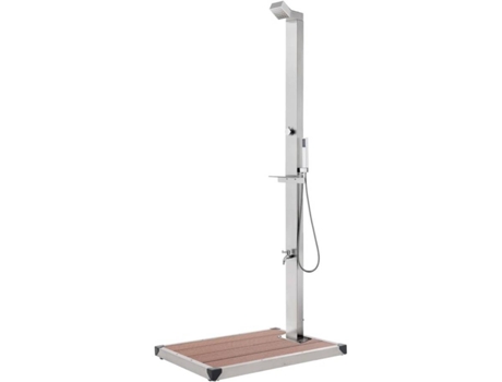 vidaXL Ducha de jardín con base marrón 225 cm acero inoxidable