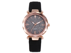 Elegante Reloj De Pulsera De Cuarzo Para Mujer Con Esfera Redonda En Piel Sintética Negra.