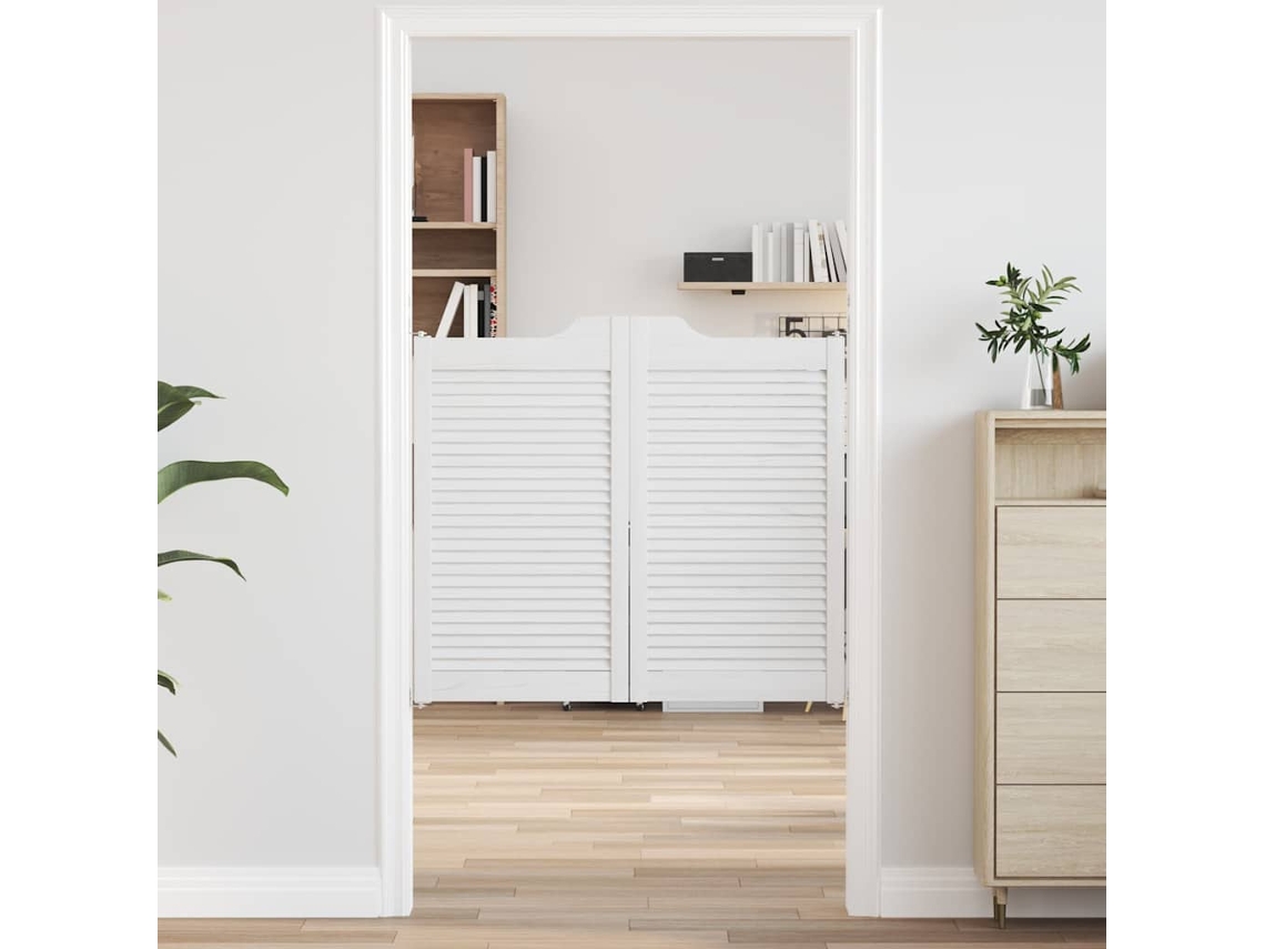 Puertas batientes con diseño de persiana, 1 par, 90 x 100 cm, color blanco, WSD930035 Lovely Home