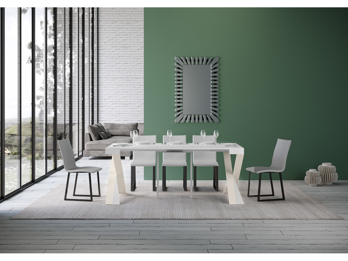 Consolas Diago Extensible hasta 300 cm ITAMOBY (90 x 40 x 77 cm - Paneles de Melamina - Fresno Blanco)