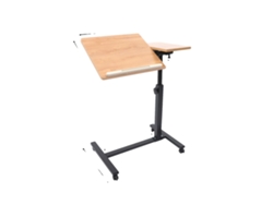 Escritorio móvil de oficina, altura regulable, diseño ergonómico, madera negra.