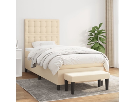 vidaXL Cama con somier y colchón 90x190 cm tela color crema