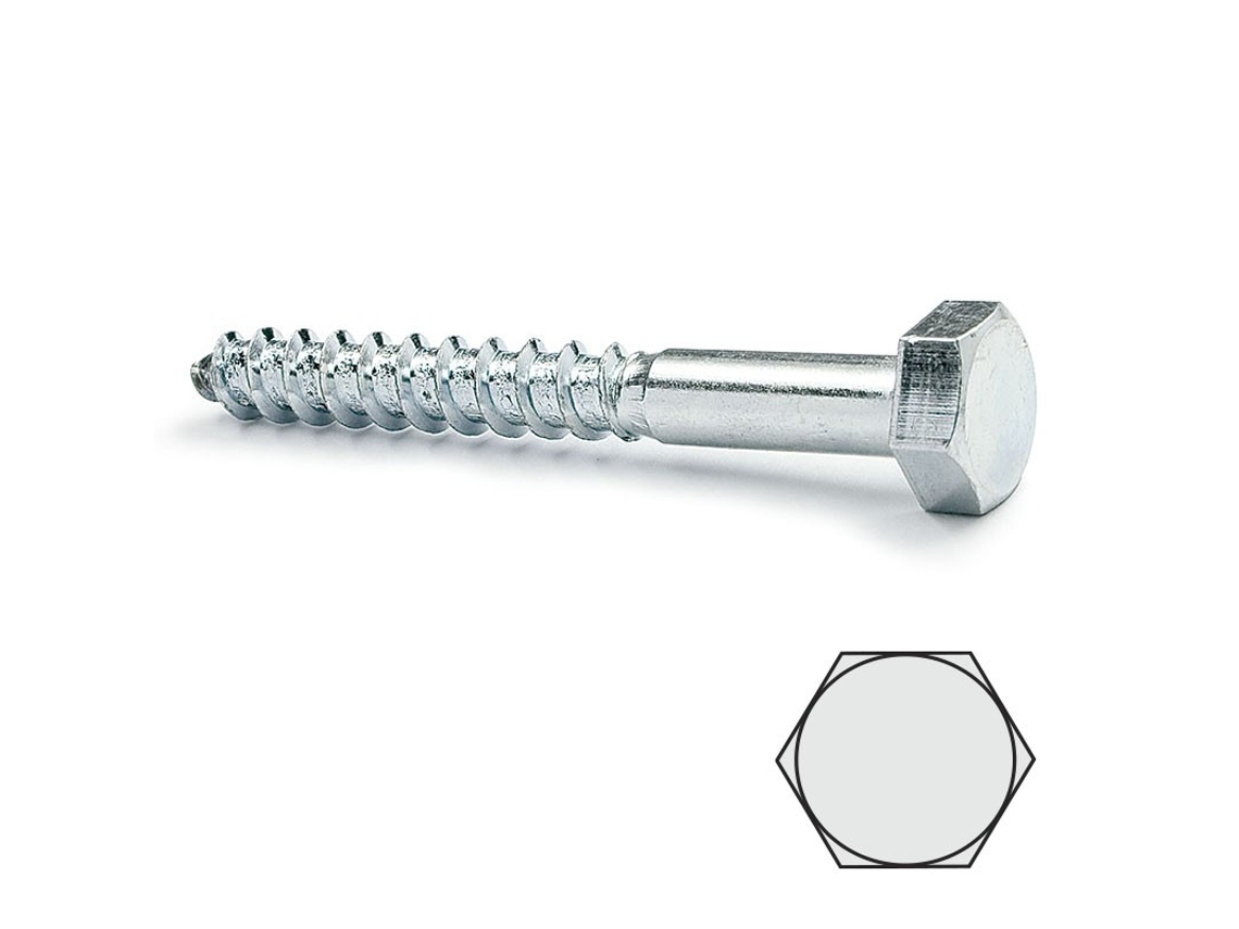 Tirafondo Cabeza Hexagonal Din 571 Zincado 5-30 Largo 40Mm Diámetro 6Mm UCAFIX