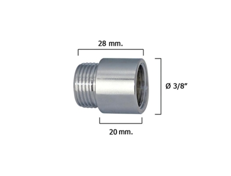 Alargadera redonda cromo 3/8 x 20