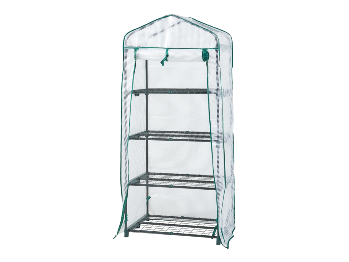 Invernadero de lámina Chaam con puerta acero y cubierta 158x69x49cm - Blanco [EN.CASA]