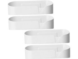 Juego de 4 estantes de pared adhesivos blancos para baño, organizador de baño, sin necesidad de taladrar, Slowmoose