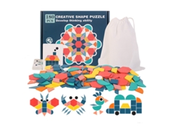Blocos De Padrão De Madeira 180 Peças Formas Geométricas Brinquedo Educativo Para Crianças 3-6 Anos