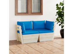 Sofá de jardín de 2 plazas con cojines de madera de abeto, DKD Home Decor