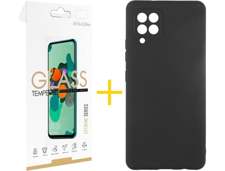 Carcasa y Protector de Pantalla de Vidrio Samsung A42 4G SKYHE Silicona Líquida Negro