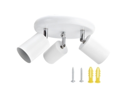 2026-soporte De Foco Techo Gu10 Con 3 Cabezas Giratorias Fixture De Luz Base De Lámpara Para Dormitorio Comedor Centro Comercial 85‑265v Blanco